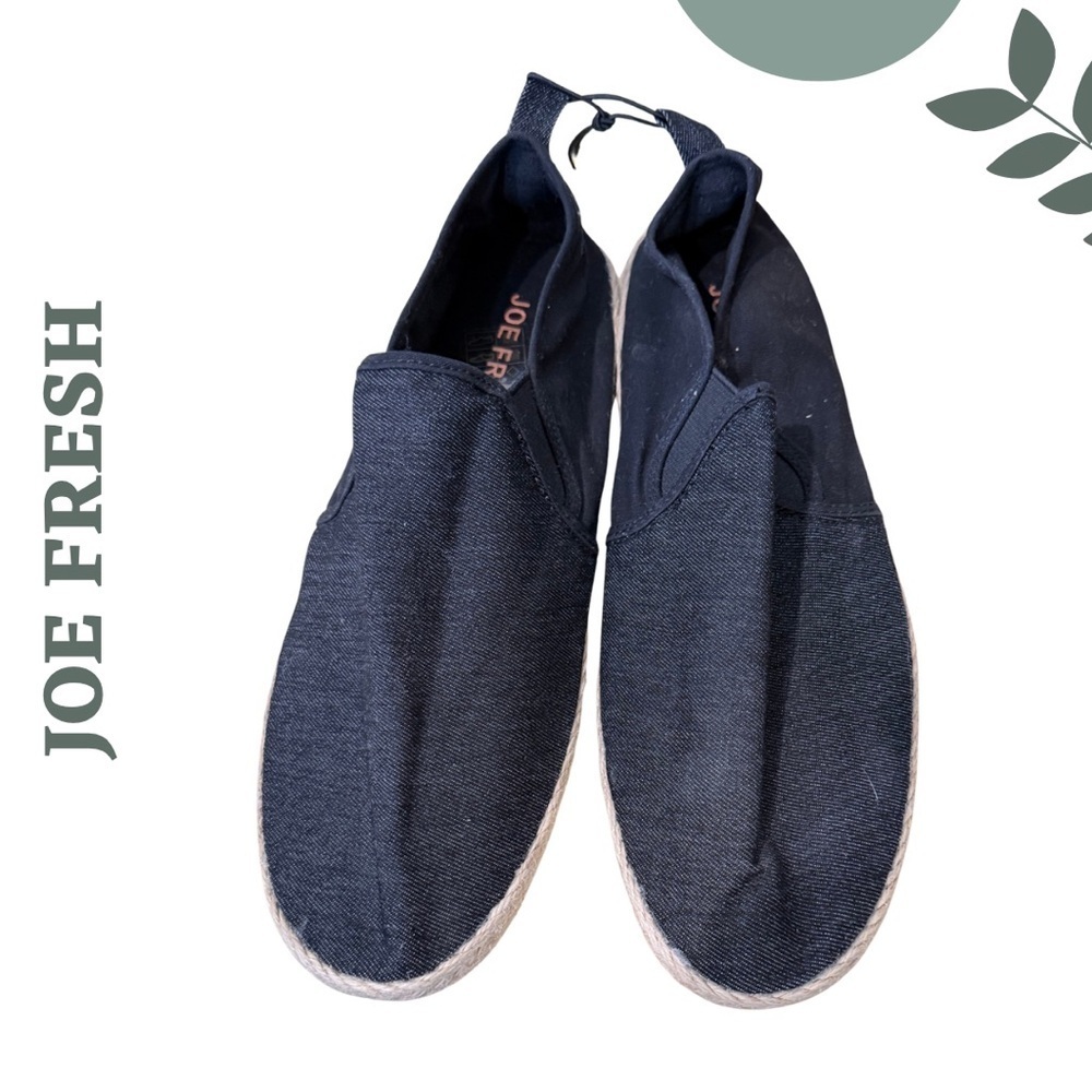 Joe Fresh Black Slip-On Espadrilles Flats Size 10